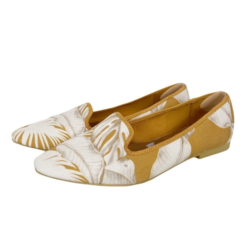 ASOS Shoes Yellow White Floral Loafer Flat Slip-On